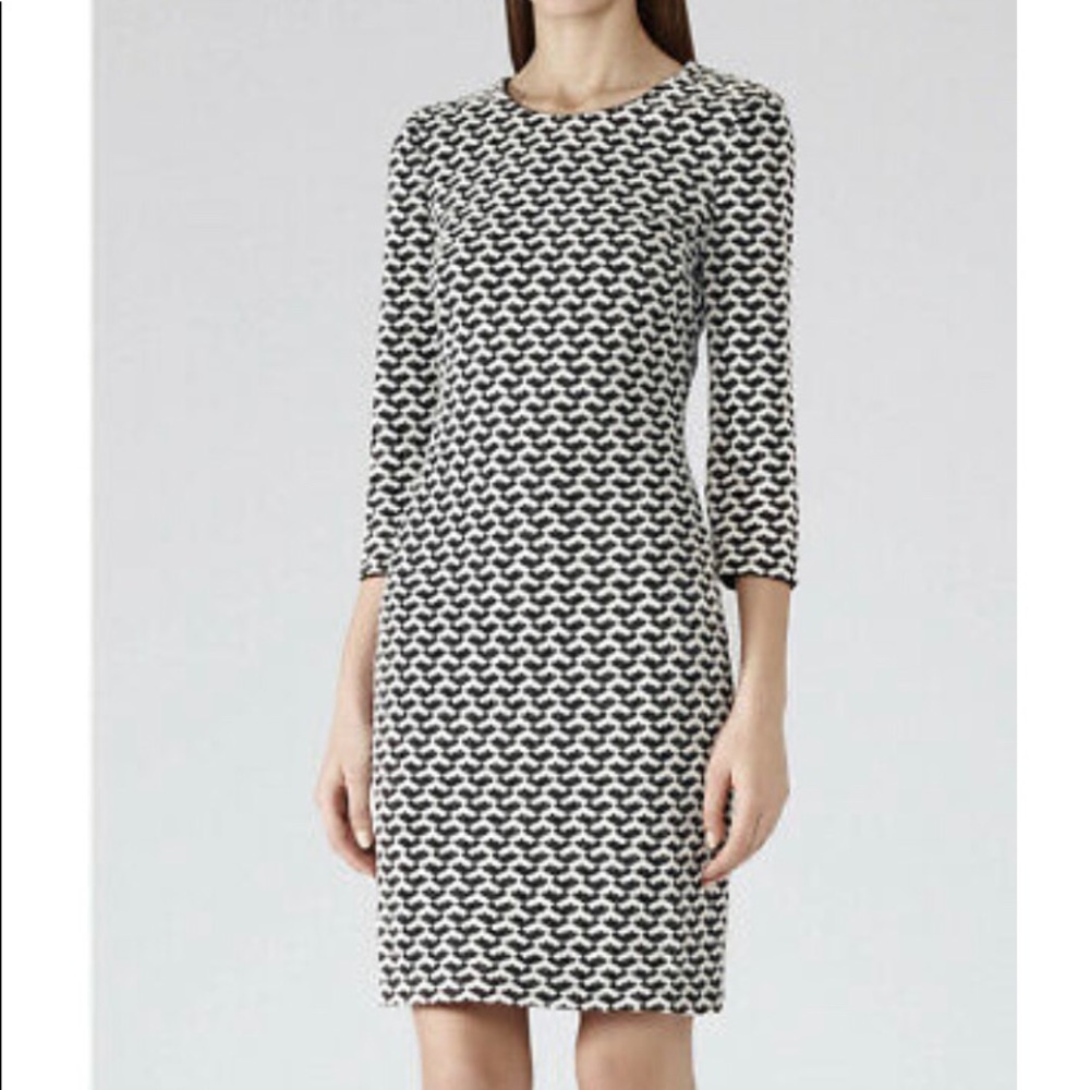 Reiss Wenlock Jersey Bodycon Dress, Black/White, Size 6